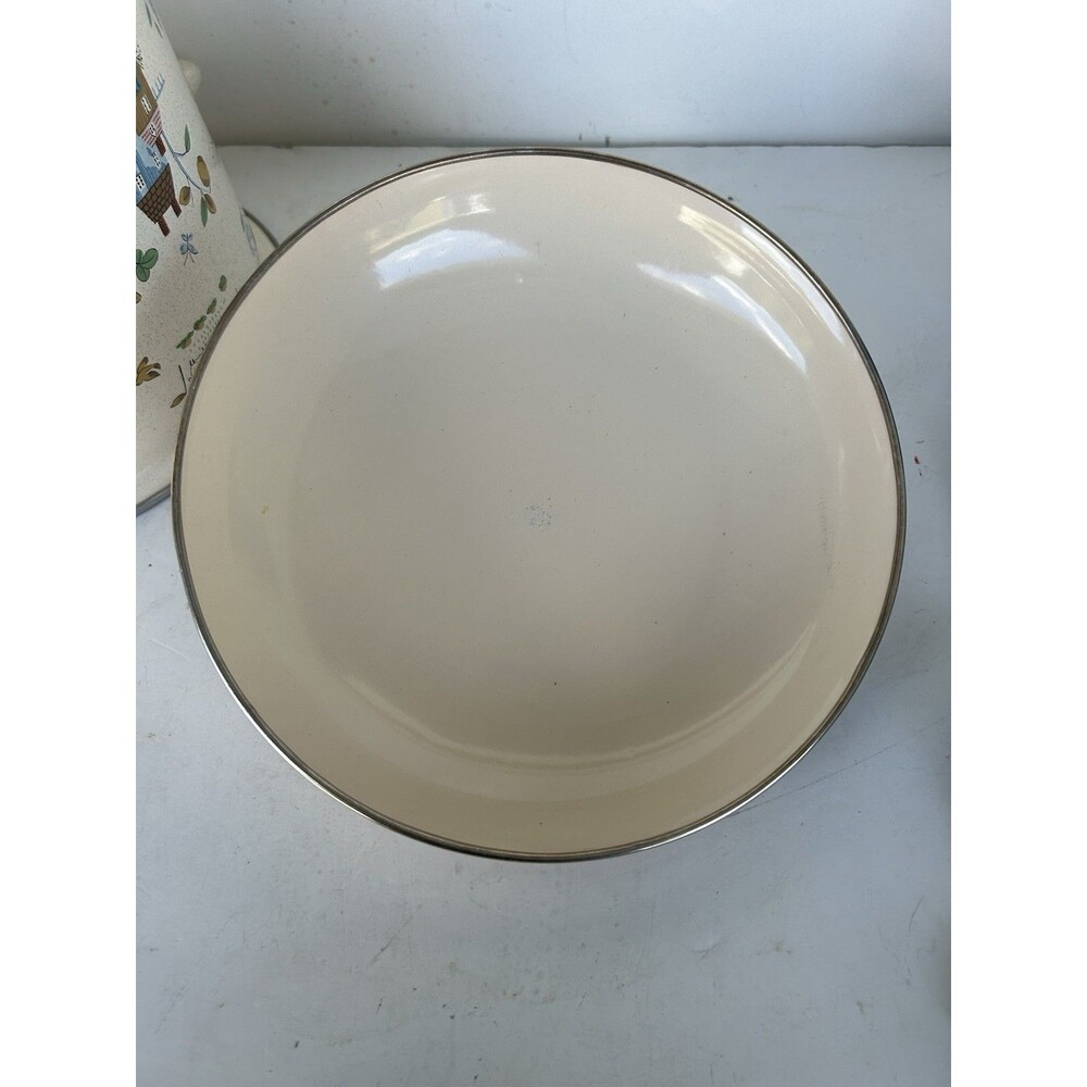 Vintage International China Heartland Enamelware 8 Qt Stock Pot Lid Brass Knob - Picture 8 of 11